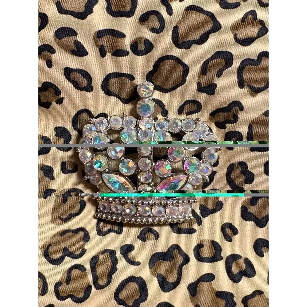 My Vintage Baby Diaper Bag Leopard Print Brown/Black/Hot Pink w/ Crystal Crown